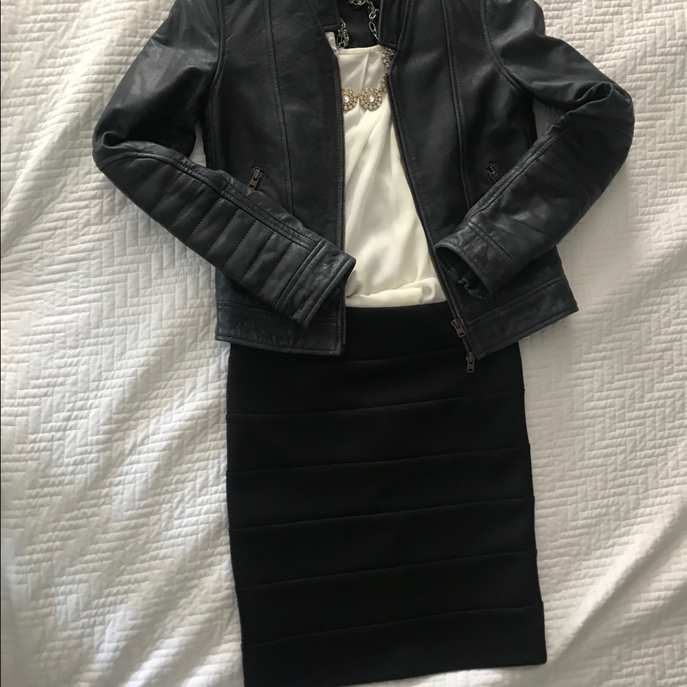 Central Park West - Black paneled scuba skirt